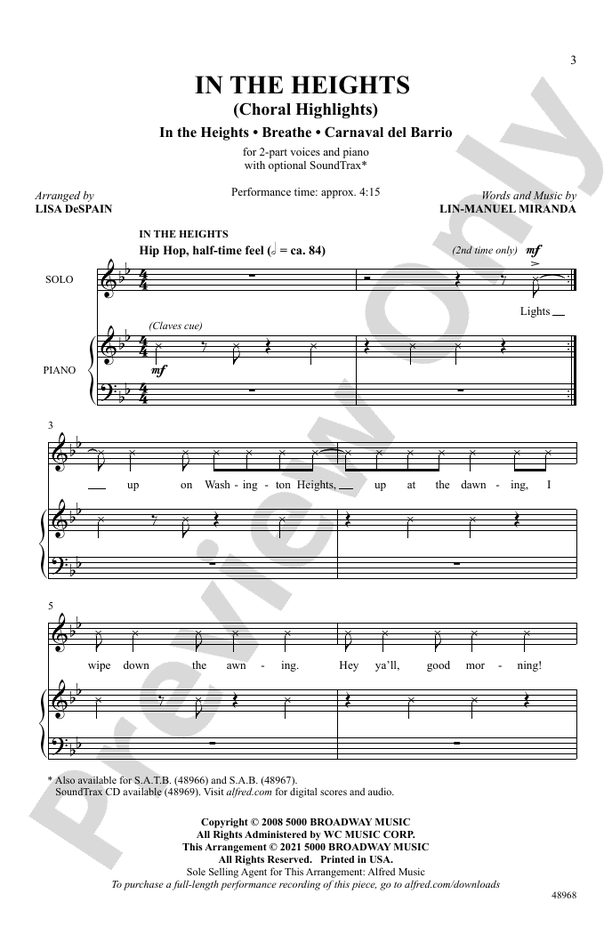 In the Heights (Choral Highlights) - 2-Part Choral Octavo (Digital Download)