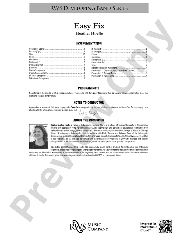 Easy Fix - Concert Band Conductor Score & Parts(Digital Download)