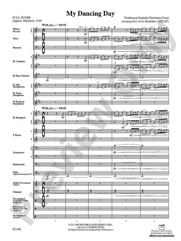 My Dancing Day - Concert Band Conductor Score & Parts (Digital Download)