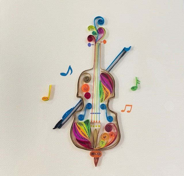 Greeting Card Colourful Cello and Notes