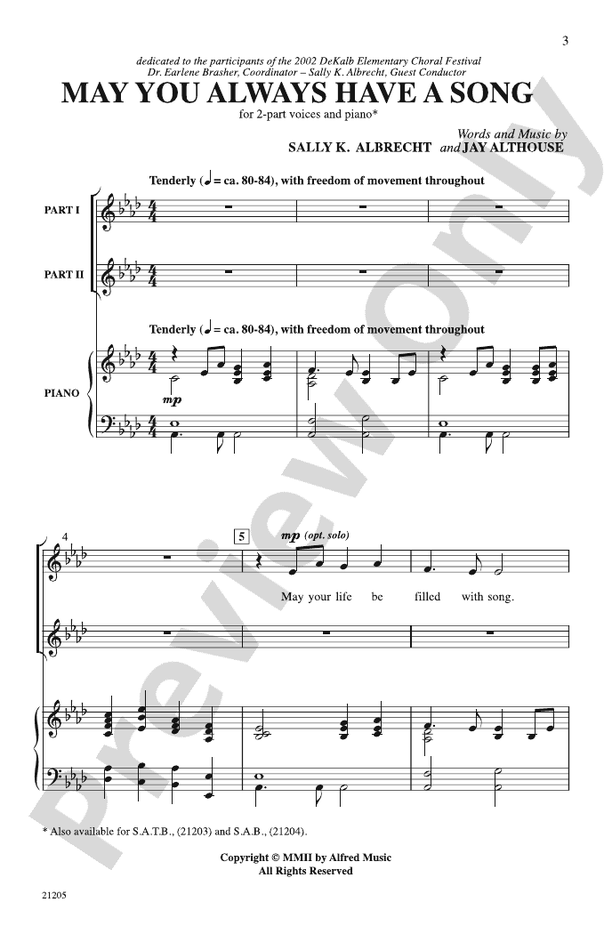 May You Always Have a Song – 2-Part Choral Octavo (Digital Download)