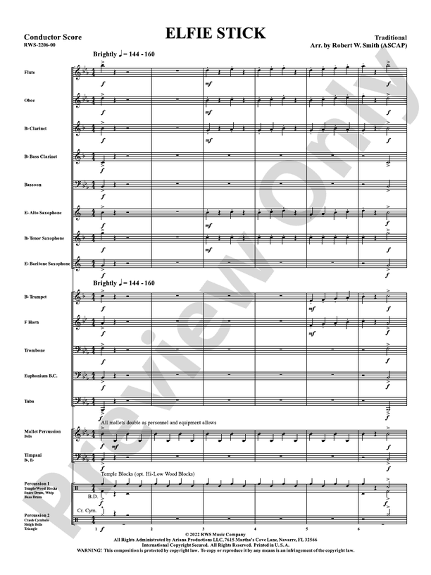 Elfie Stick - Concert Band Conductor Score & Parts (Digital Download)