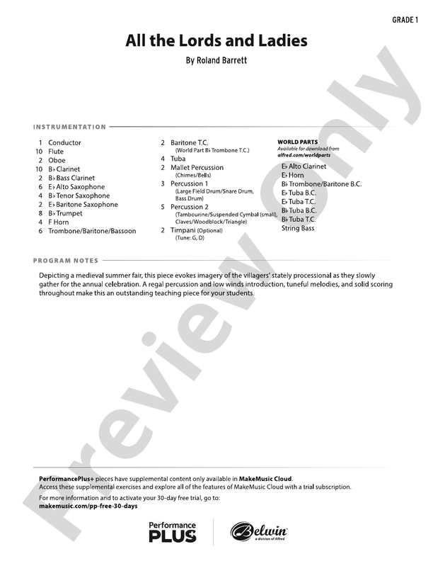 All the Lords and Ladies – Concert Band Conductor Score & Parts (Digital Download)