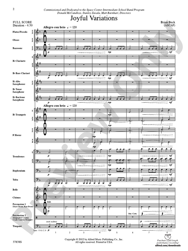 Joyful Variations - Concert Band Conductor Score & Parts (Digital Download)