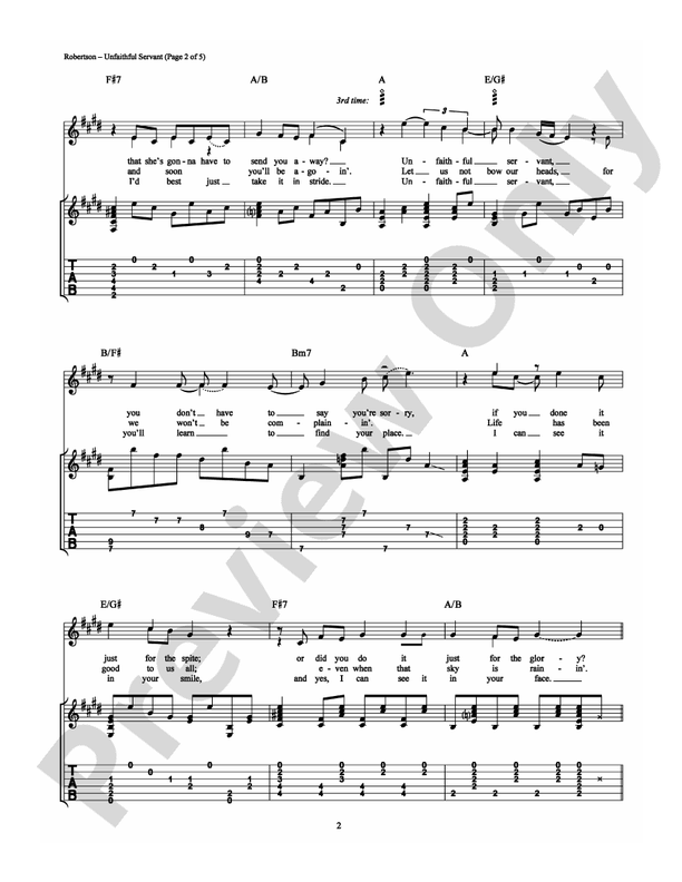 Unfaithful Servant - Easy Guitar (Digital Download)