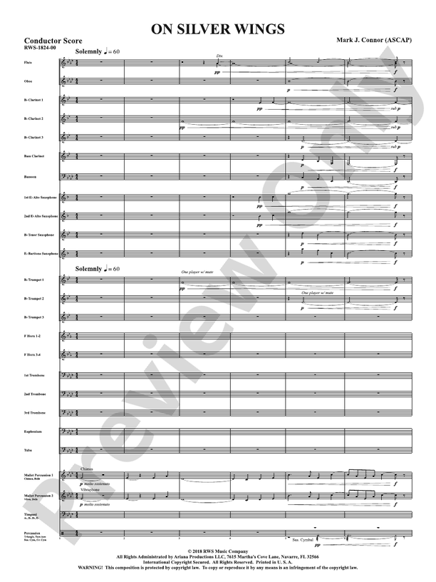 On Silver Wings - Concert Band Conductor Score & Parts(Digital Download)