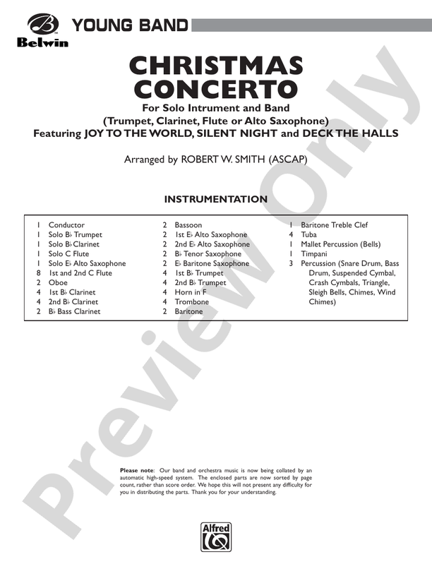 Christmas Concerto (Solo Trumpet, Clarinet, Flute, or Alto Saxophone and Band) - Concert Band Conductor Score & Parts (Digital Download)