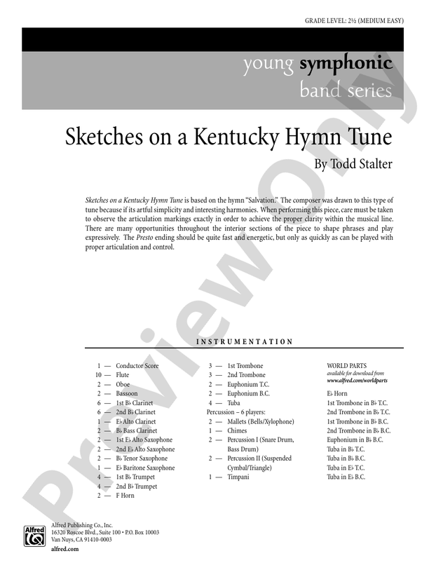 Sketches on a Kentucky Hymn Tune - Concert Band Conductor Score & Parts (Digital Download)