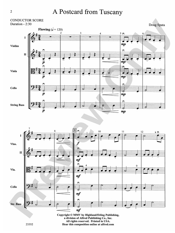A Postcard from Tuscany – String Orchestra Conductor Score & Parts (Digital Download)
