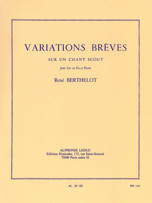 Berthelot - Variations Breves Sur un Chant Scout - Horn in F/Piano Accompaniment Leduc AL25123