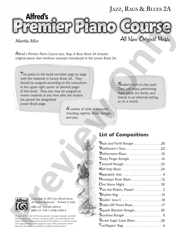 Premier Piano Course, Jazz, Rags & Blues 2A (Digital Download)