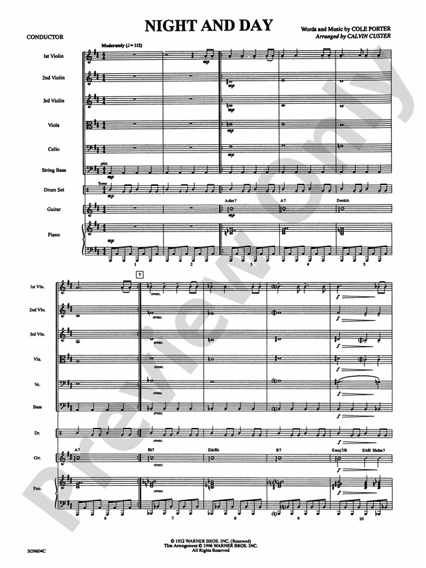Night and Day - String Orchestra Conductor Score & Parts (Digital Download)