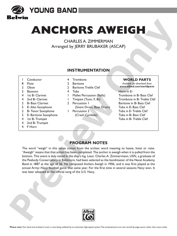 Anchors Aweigh - Concert Band Conductor Score & Parts (Digital Download)