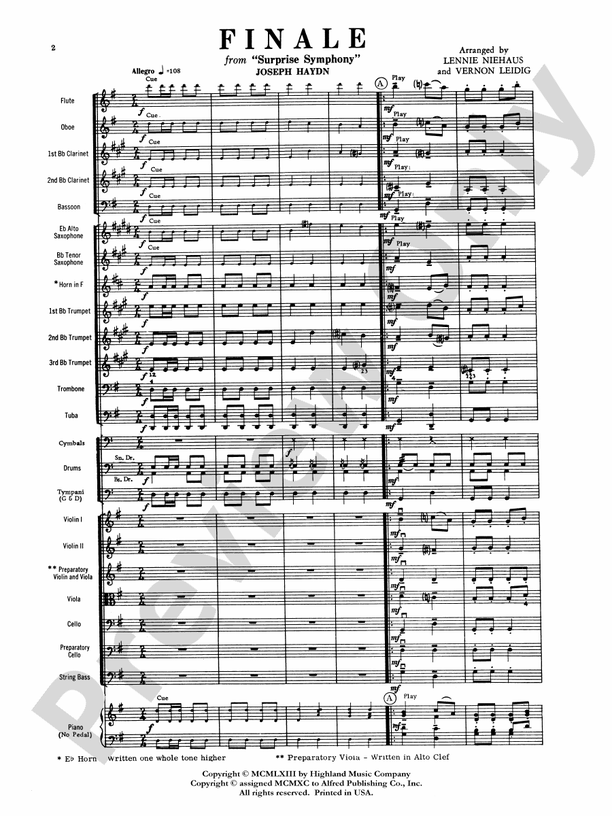 Surprise Symphony Finale – Full Orchestra Conductor Score & Parts (Digital Download)