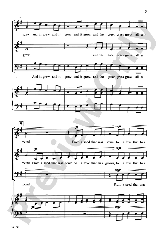 And the Green Grass Grew - SAB, a cappella Choral Octavo (Digital Download)