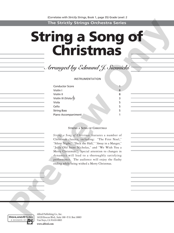 String a Song of Christmas – String Orchestra Conductor Score & Parts (Digital Download)