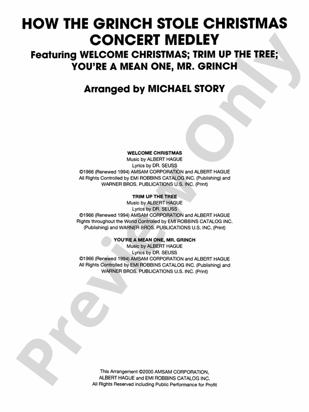 How the Grinch Stole Christmas (Grade 2) - Concert Band Conductor Score & Parts (Digital Download)