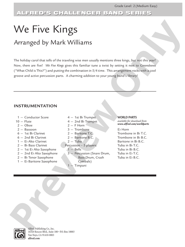 We Five Kings - Concert Band Conductor Score & Parts (Digital Download)