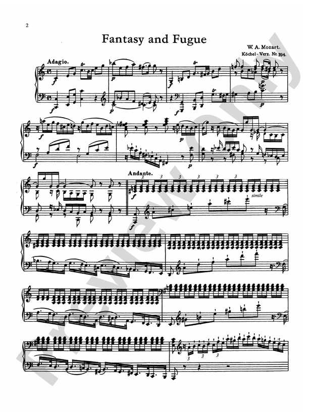 Mozart - Fantasy and Fugue (K. 394), and Fantasies (K. 396 and K. 397) (Urtext) - Piano Solo (Digital Download)