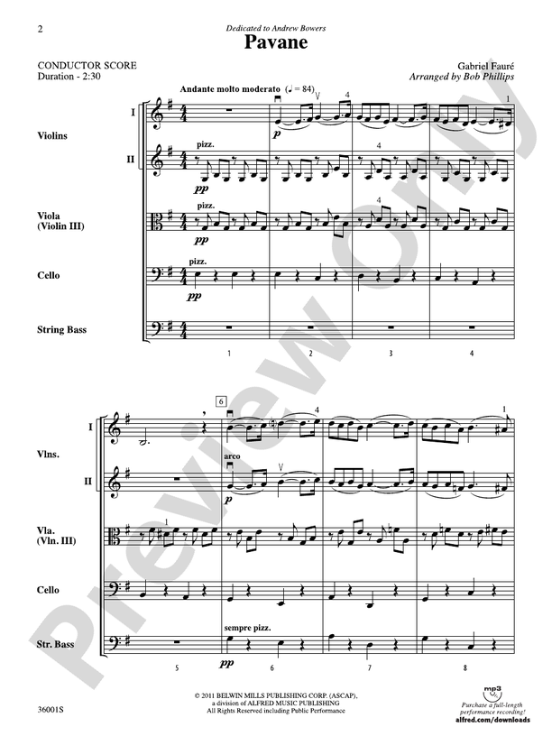 Pavane – String Orchestra Conductor Score & Parts (Digital Download)