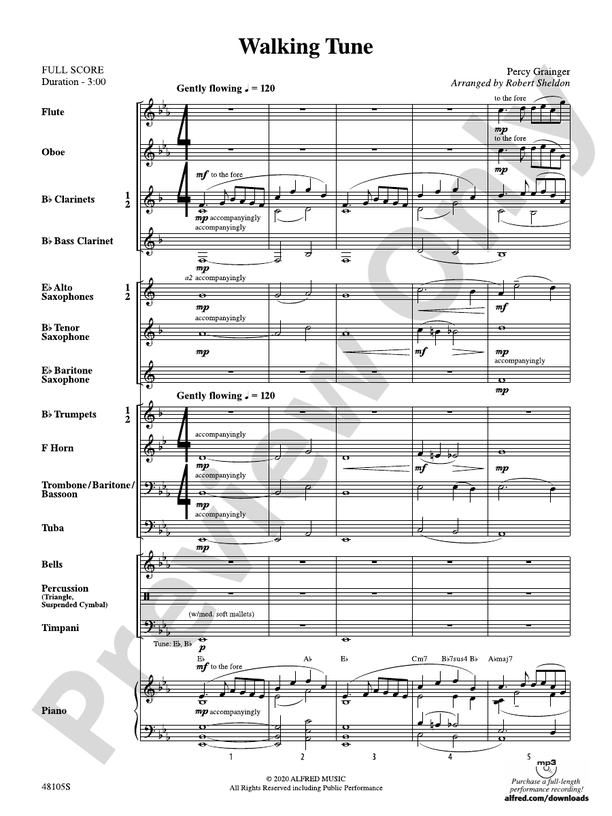 Walking Tune - Concert Band Conductor Score & Parts (Digital Download)