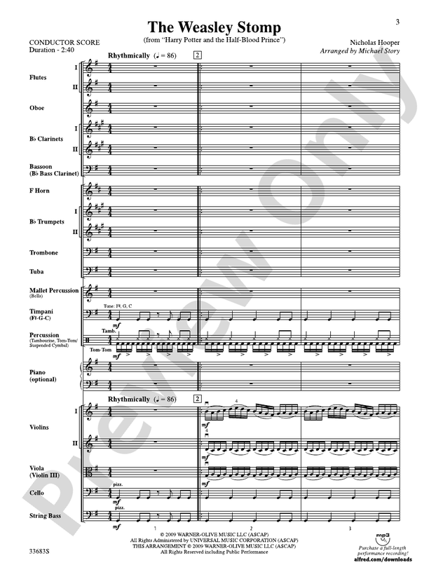 The Weasley Stomp (from Harry Potter and the Half-Blood Prince) – Full Orchestra Conductor Score & Parts (Digital Download)