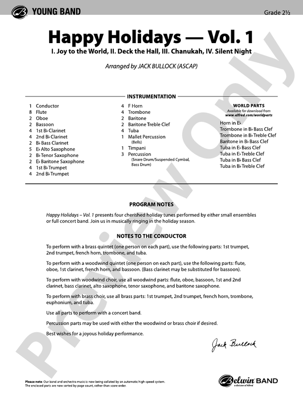 Happy Holidays---Vol. 1 - Concert Band Conductor Score & Parts (Digital Download)