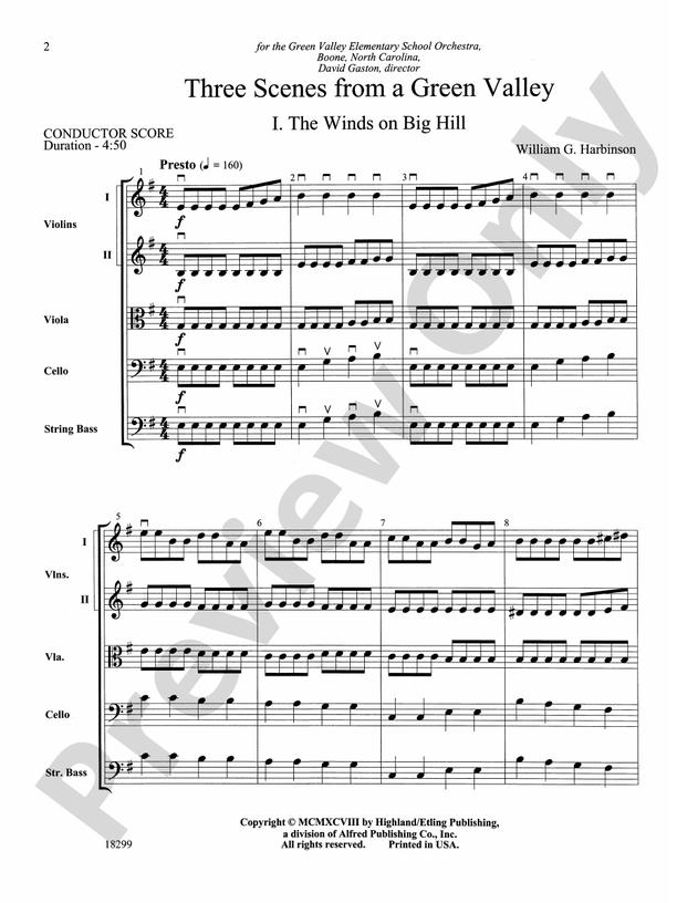 Three Scenes from a Green Valley – String Orchestra Conductor Score & Parts (Digital Download)