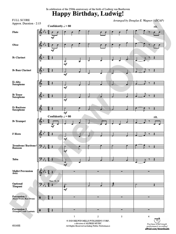 Happy Birthday, Ludwig - Concert Band Conductor Score & Parts (Digital Download)