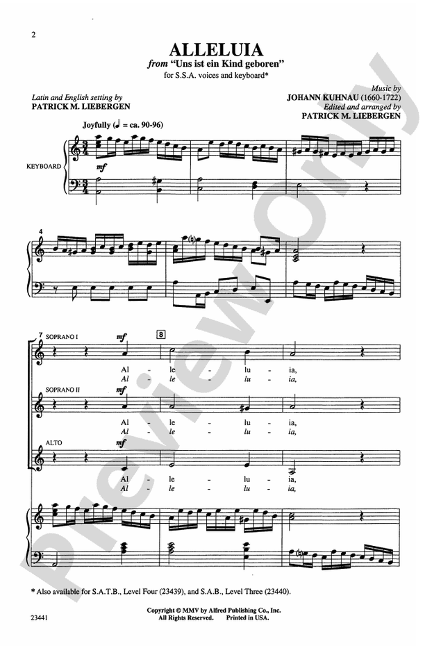 Alleluia (from Uns ist ein Kind geboren) - SSA Choral Octavo (Digital Download)