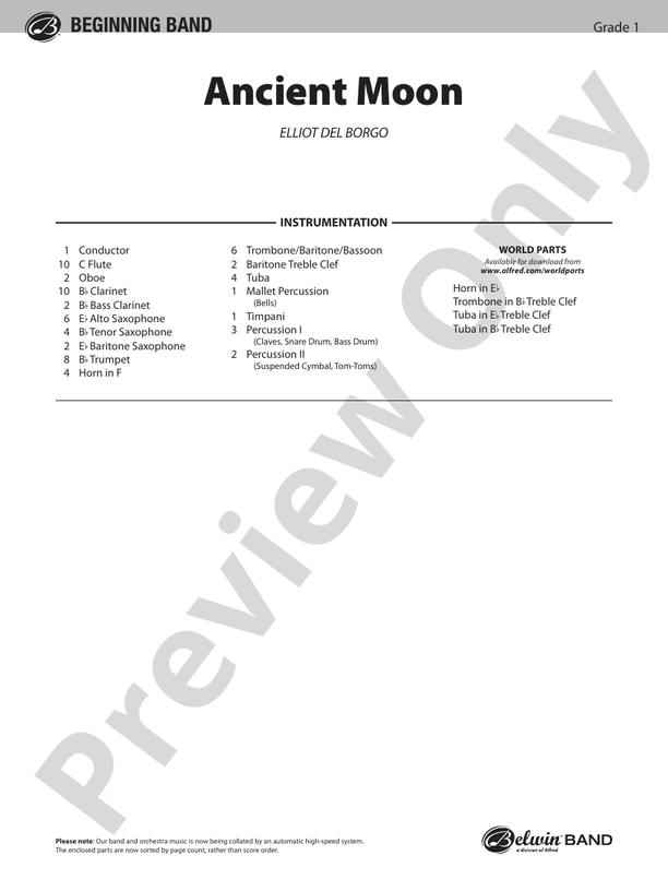Ancient Moon - Concert Band Conductor Score & Parts (Digital Download)