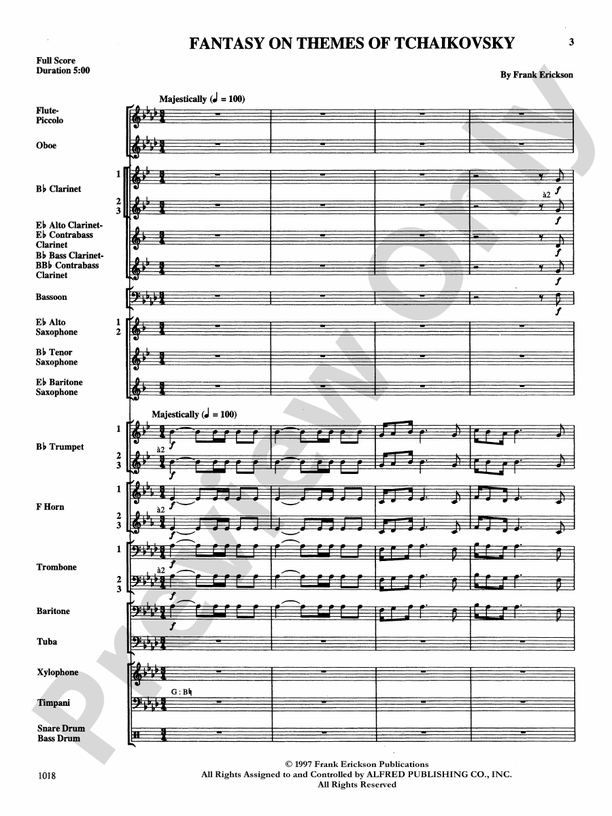 Fantasy on Themes from Tchaikovsky - Concert Band Conductor Score & Parts (Digital Download)