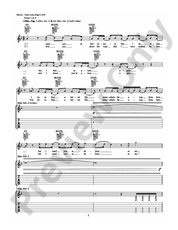 Fade Away - 12 Stones - Guitar TAB (Digital Download)