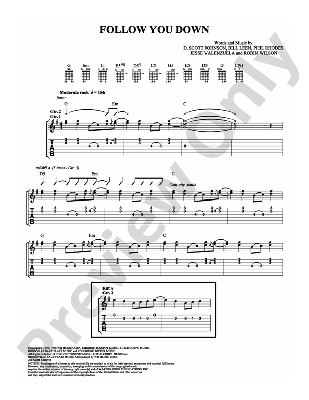 Follow You Down - Guitar TAB (Digital Download)
