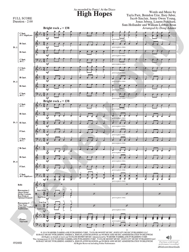 High Hopes (Flexible Arrangement) - Concert Band Conductor Score & Parts (Digital Download)
