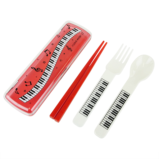 ***WAS $6.95***Children's Cutlery Set - White Spoon & Fork & red chopsticks in Red Container.