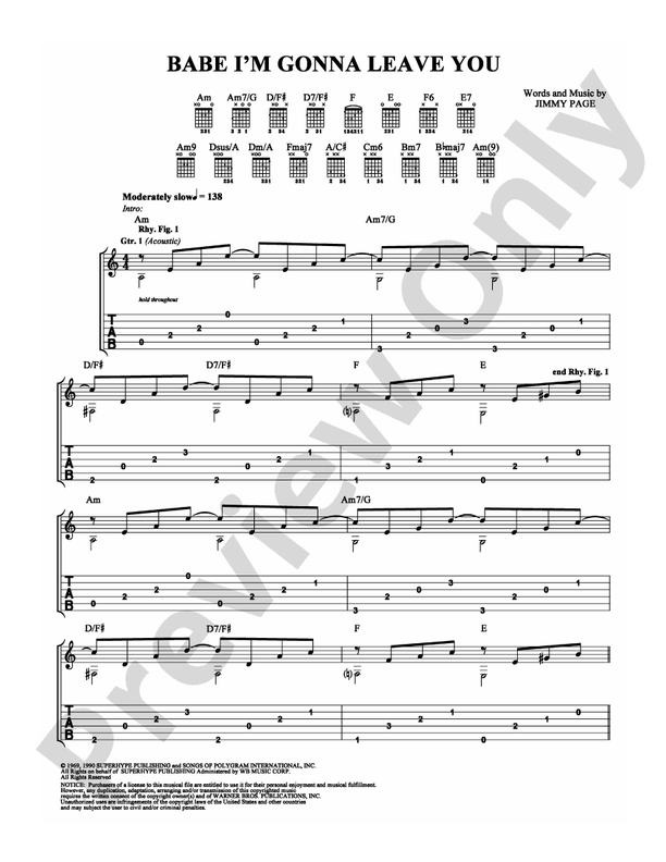 Babe I'm Gonna Leave You - Easy Guitar (Digital Download)