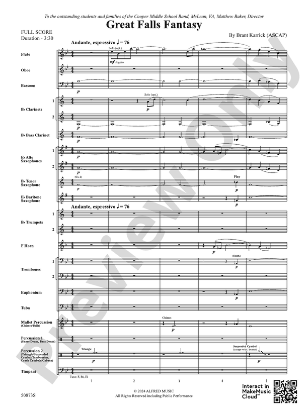 Great Falls Fantasy – Concert Band Conductor Score & Parts