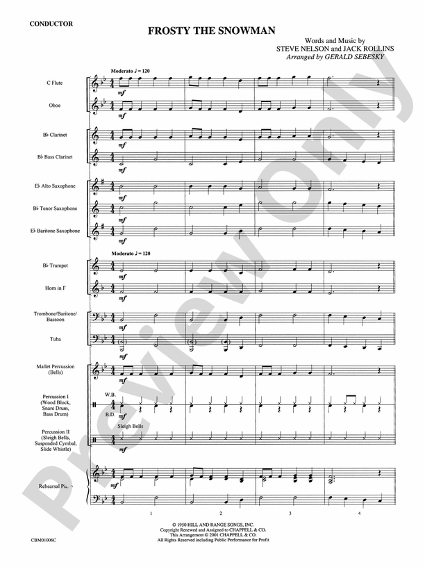 Frosty the Snowman - Concert Band Conductor Score & Parts (Digital Download)