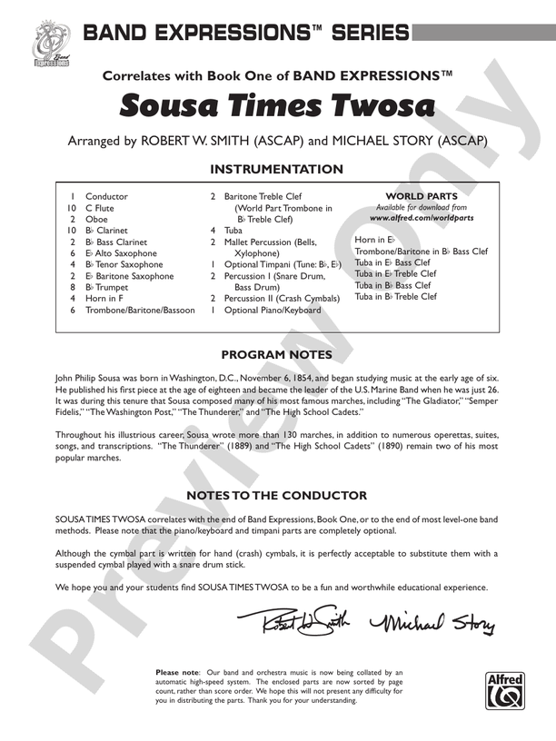 Sousa Times Twosa - Concert Band Conductor Score & Parts (Digital Download)
