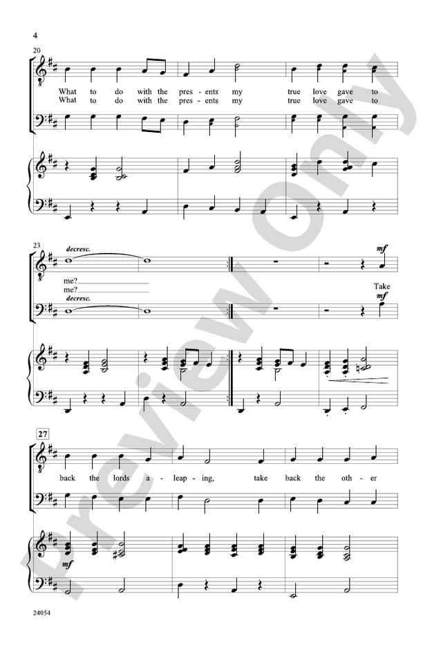 My True Love Gave to Me – T(T)B(B) Choral Octavo (Digital Download)