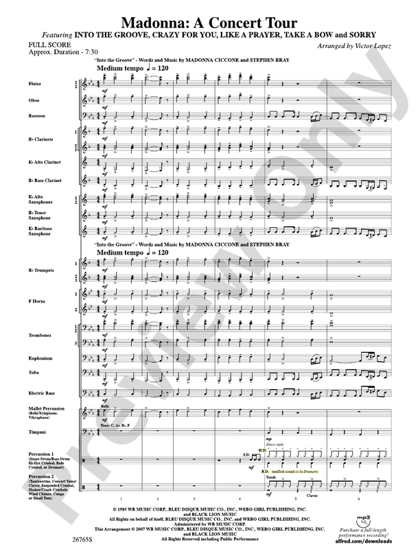 Madonna: A Concert Tour - Concert Band Conductor Score & Parts (Digital Download)