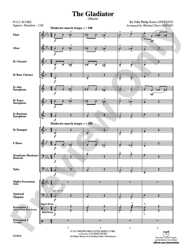 The Gladiator - Concert Band Conductor Score & Parts (Digital Download)