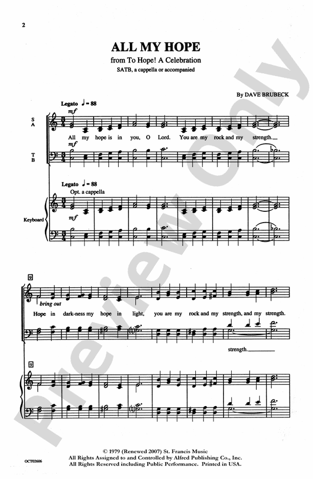 All My Hope (from To Hope! A Celebration) - SATB, a cappella or Accompanied Choral Octavo (Digital Download)