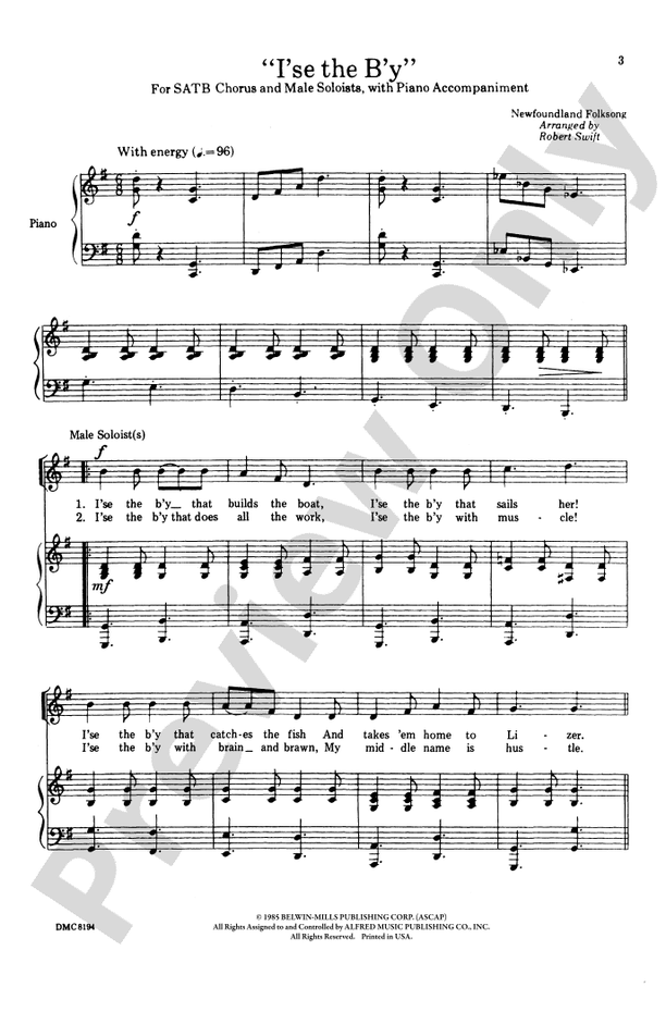 I'se the B'y (I Am the Boy) – SATB and Male Soloists Choral Octavo - Digital Sheet Music Download (Digital Download)