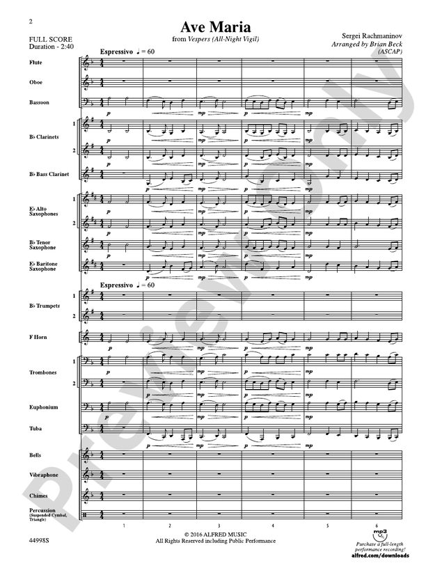 Ave Maria - Concert Band Conductor Score & Parts (Digital Download)