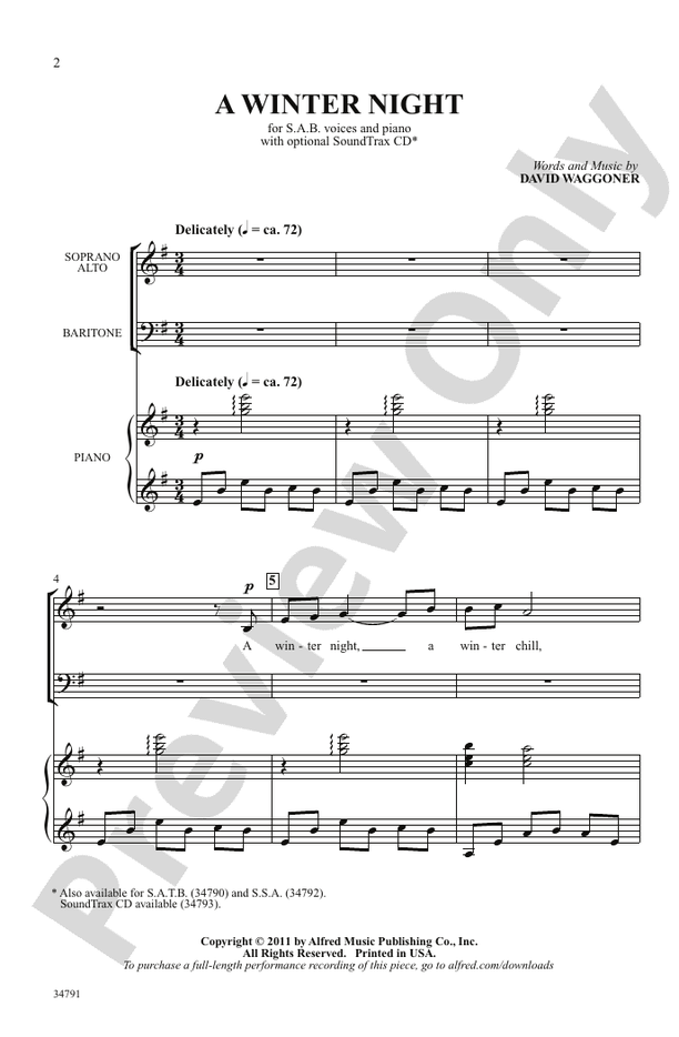 A Winter Night - SAB Choral Octavo (Digital Download)