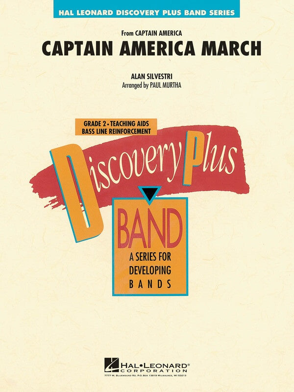 Alan Silvestri - Captain America March - Discovery Plus Concert Band Grade 2 Score/Parts - Arr. Paul Murtha Hal Leonard 8725337