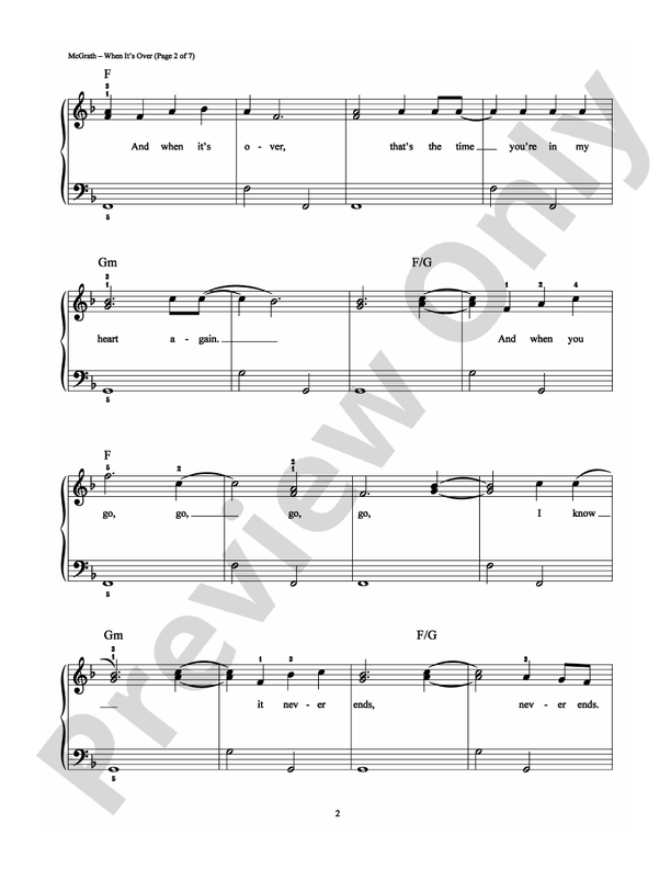 When It's Over - Arr. Richard Bradley (DSM-PS-0005127) - Easy Piano (Digital Download)