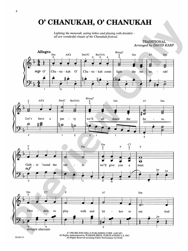 Hebrew Holiday and Folk Songs: With Lyrics, Translations and Guitar Chords - Piano (Digital Download)
